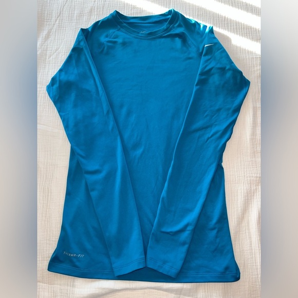 Nike Pro Combat Therma-FIT Dri-FIT Long Sleeve Shirt Blue Size M | EUC - Picture 1 of 12